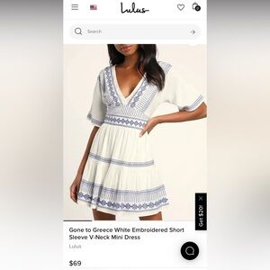 Gone to Greece Short Sleeve V Neck smoke dress